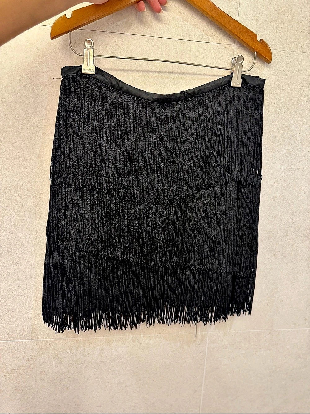 Zara Black Fringe Mini Skirt Like New